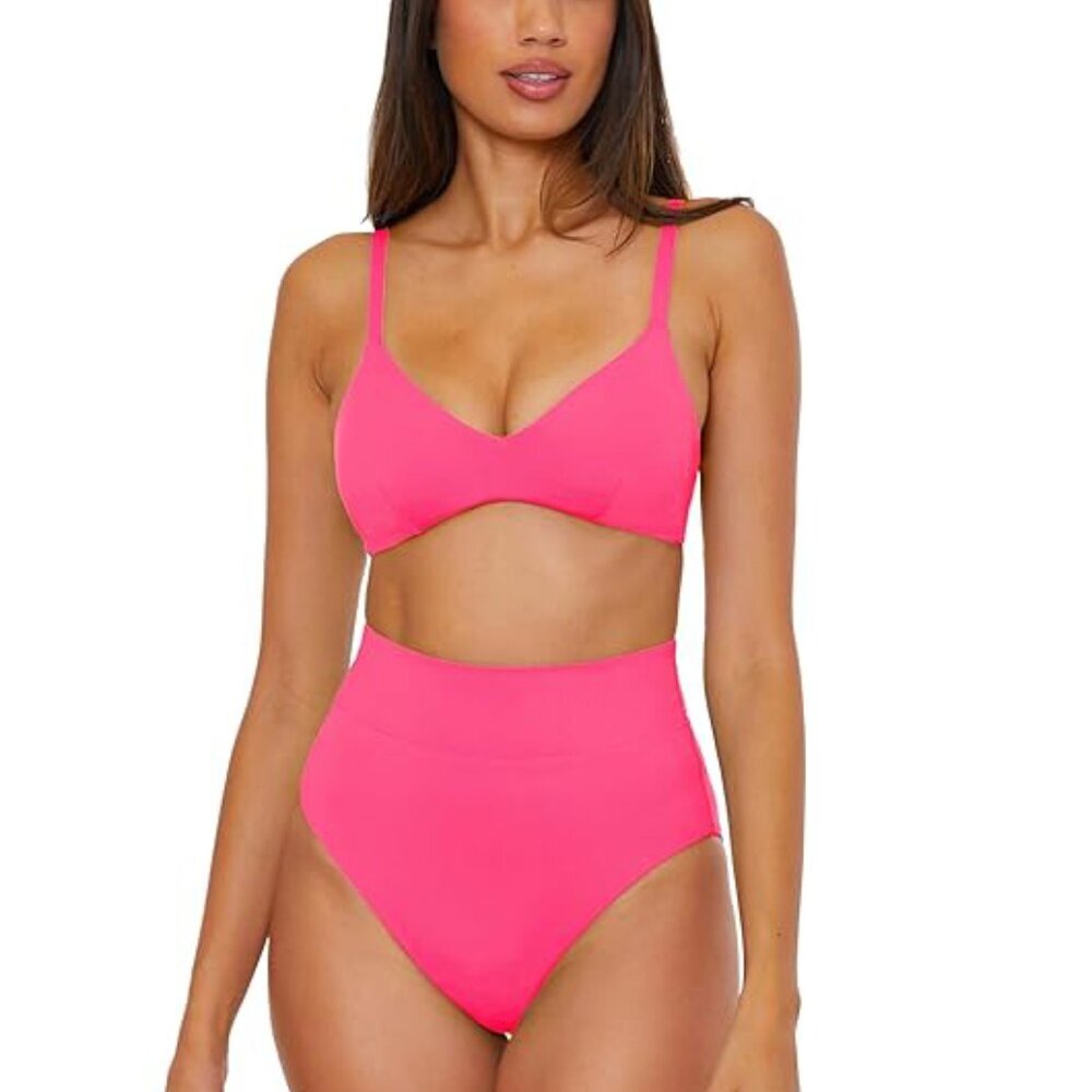 NWT BECCA Women's Color Code Reversible Bikini Top & High Waist Bottom Set S